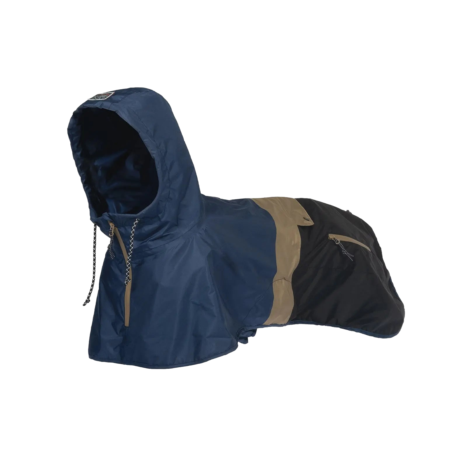 Vista lateral de la chaqueta impermeable para perros Baja Coastline, diseñada para todo tiempo, lluvia, viento y aventuras al aire libre.